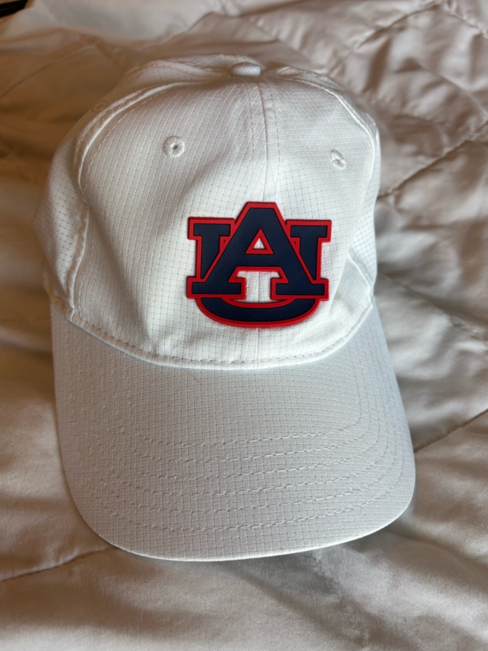 Under Armour White Baseball Cap with Navy and Orange AU Logo